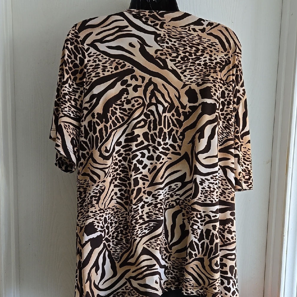 Addition Elle | Brown Tan Cowl Neck Plus Tunic Blouse - Picture 5 of 8
